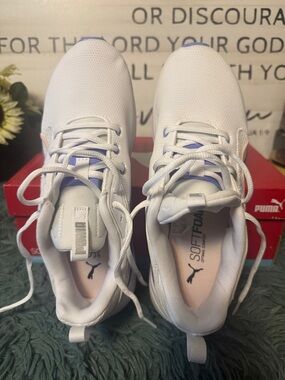 Brand New! Puma White Sneakers with Lavender and Peach Details